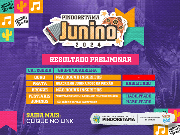 RESULTADO PRELIMINAR - PINDORETAMA JUNINO 2024